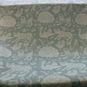 Clarence House Mythical Animals Bali Aqua Blue Robbin's Egg Linen Print Asian Tiger Peacock Fish