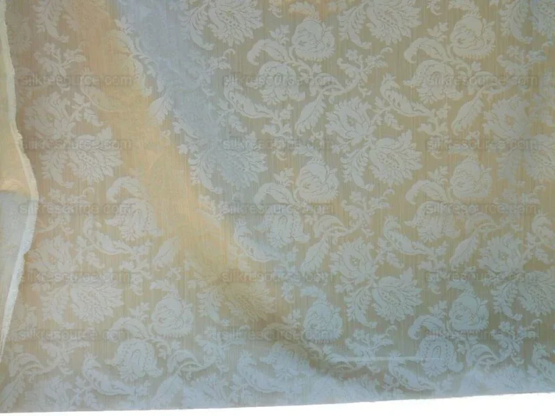 P1570647.jpg Clarence House Florent Damask Cotton Beige Pale Gold Italian Damask Pomegranate MSSP USD220/y