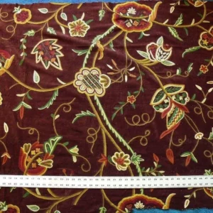 P1570782.jpg Old World Weavers Sikandra Velour Wool Crewel Velvet Multi On Brown Hand Embroidery MSRP USD 568/y