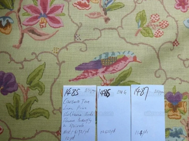 P1580017.jpg Cowton & Tout Shelburne Bird Butterfly Squirrel Acorn English Country Animal Celadon Pear Green Pink Purple MSRP USD 192/Y