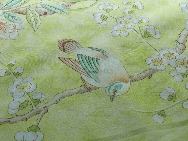 P1580129.jpg Brunschwig & Fils Kanchou Parrots Chinioserie Flower Print Green
