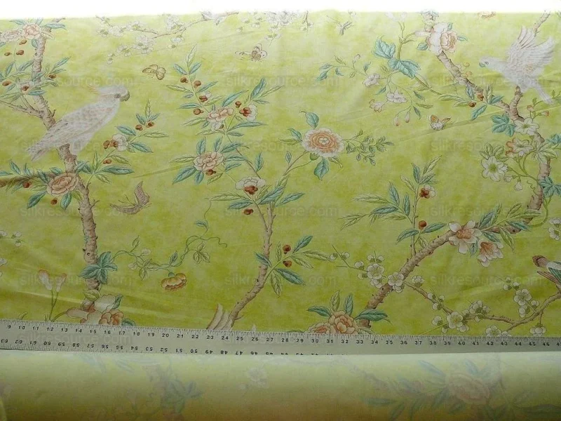P1580130.jpg Brunschwig & Fils Kanchou Parrots Chinioserie Flower Print Green