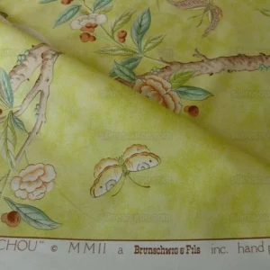 P1580131.jpg Brunschwig & Fils Kanchou Parrots Chinioserie Flower Print Green