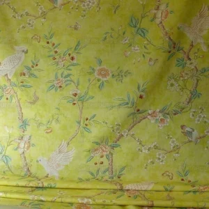 P1580142.jpg Brunschwig & Fils Kanchou Parrots Chinioserie Flower Print Green