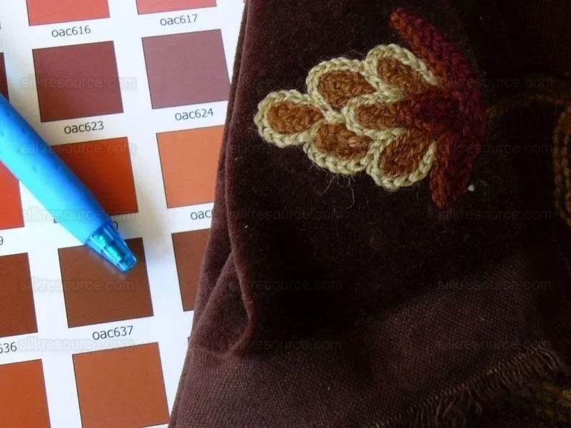 P1580559.jpg Old World Weavers Sikandra Velour Wool Crewel Velvet Multi On Brown Hand Embroidery MSRP USD 568/y