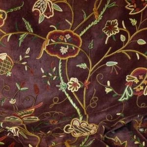 P1580563.jpg Old World Weavers Sikandra Velour Wool Crewel Velvet Multi On Brown Hand Embroidery MSRP USD 568/y