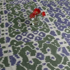 Scalamandre Tropical Ikat Bali Coffee And Celadon Blue Emerald Green MSRP USD270/y