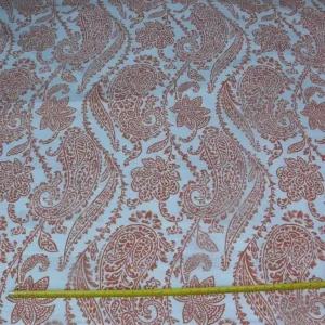 P1590984.jpg by yard Scalamandre Lillian Coral Red Orange White Silk Linen Paisley Print MSRP USD 178Y