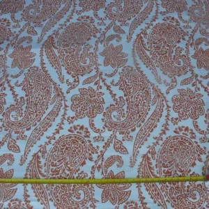 P1590985.jpg by yard Scalamandre Lillian Coral Red Orange White Silk Linen Paisley Print MSRP USD 178Y