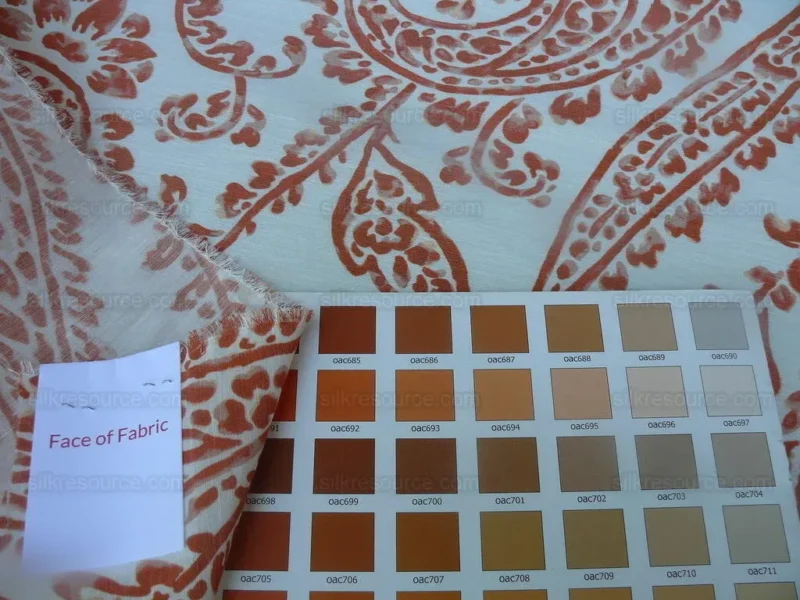 P1590986.jpg by yard Scalamandre Lillian Coral Red Orange White Silk Linen Paisley Print MSRP USD 178Y