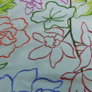P1600340.jpg Scalamandre Fantasy Garden Cream Rose Lavender Blue Pink Silk Print Embroidery MSRP USD 342/Y