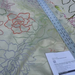 P1600344.jpg Scalamandre Fantasy Garden Cream Rose Lavender Blue Pink Silk Print Embroidery MSRP USD 342/Y