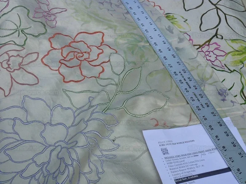 P1600344.jpg Scalamandre Fantasy Garden Cream Rose Lavender Blue Pink Silk Print Embroidery MSRP USD 342/Y