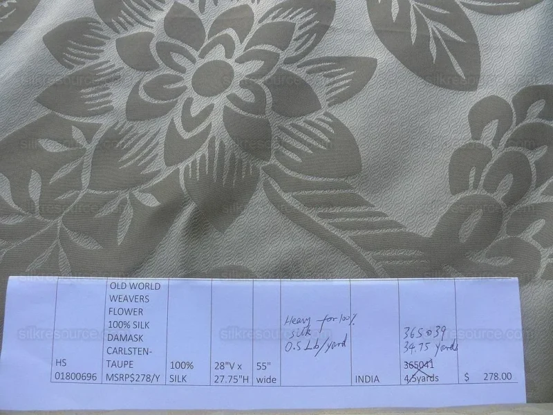 P1600702.jpg Old World Weavers 100% Silk Damask Carlsten Taupe MSRP USD 278/Y