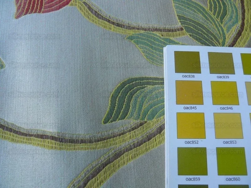 P1600727.jpg Scalamandre Caserta Lampas Silk Wool Pom Lilies Beige Red MSRP USD 496/Y