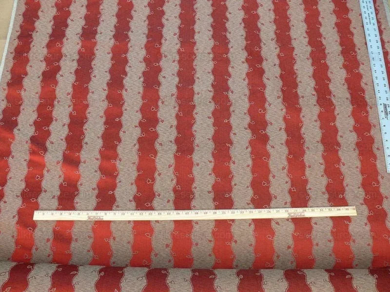 P1600786.jpg Old World Weavers Silk Leaves Stripe Russet Red Foliage Lampas MSRP USD216/y