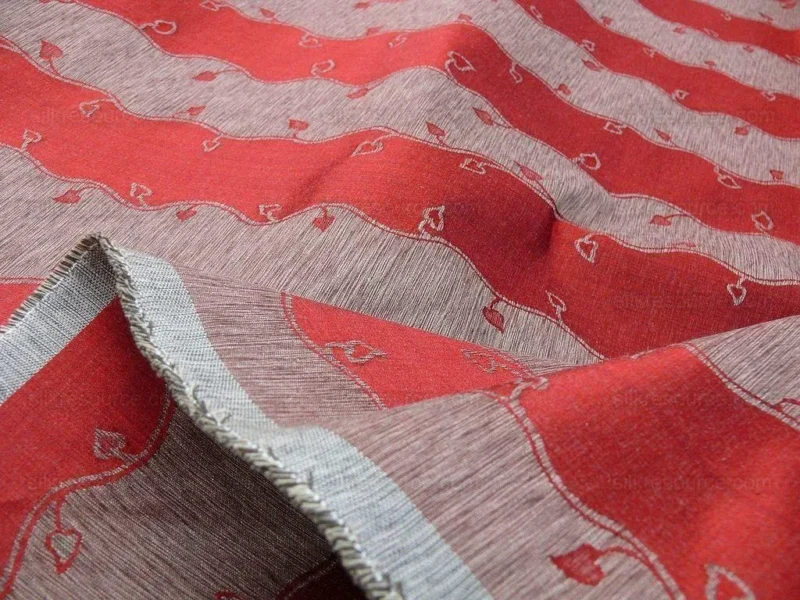 P1600791.jpg Old World Weavers Silk Leaves Stripe Russet Red Foliage Lampas MSRP USD216/y