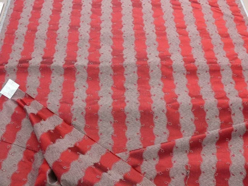 P1600792.jpg Old World Weavers Silk Leaves Stripe Russet Red Foliage Lampas MSRP USD216/y