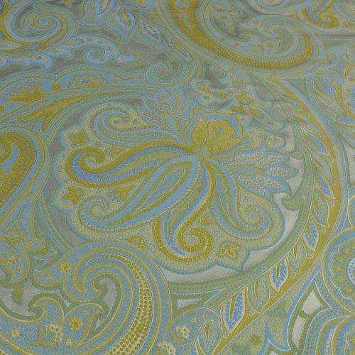 13.5Y SCALAMANDRE VILLA RIZZARDI CHARTREUSE/SKY BLUE SILK DAMASK 13.5Y SCALAMANDRE VILLA RIZZARDI CHARTREUSE/SKY BLUE SILK DAMASK