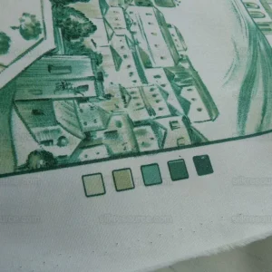 P1600823.jpg 4.5y Scalamandre Toile Scenes From Tuscany- Green On White MSRP$