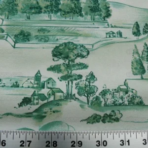 P1600824.jpg 4.5y Scalamandre Toile Scenes From Tuscany- Green On White MSRP$