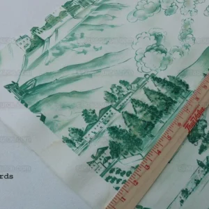 P1600828.jpg 4.5y Scalamandre Toile Scenes From Tuscany- Green On White MSRP$