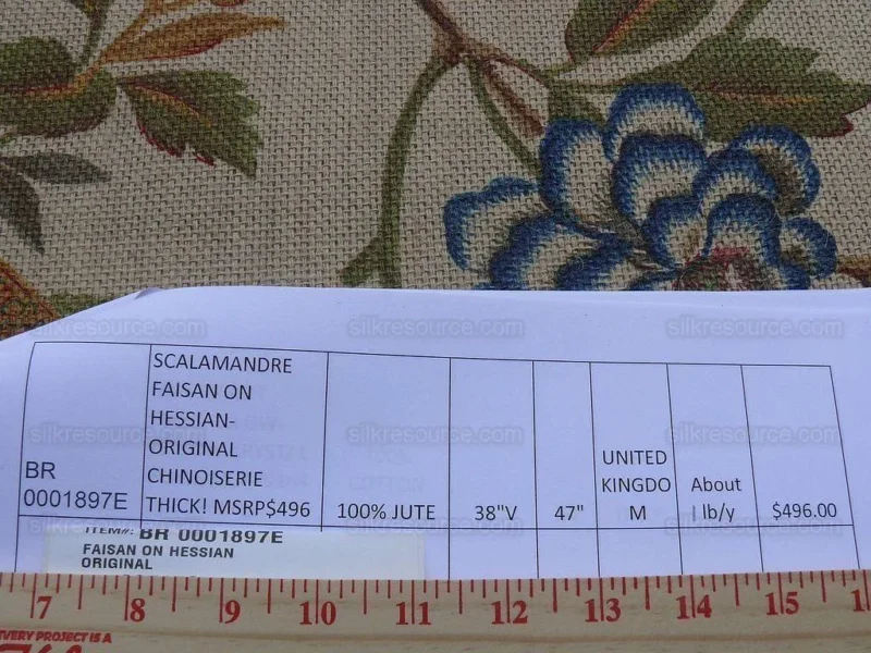 P1600839.jpg 1.25y Scalamandre Faisan Hessian-chinoiserie Original MSRP USD 496