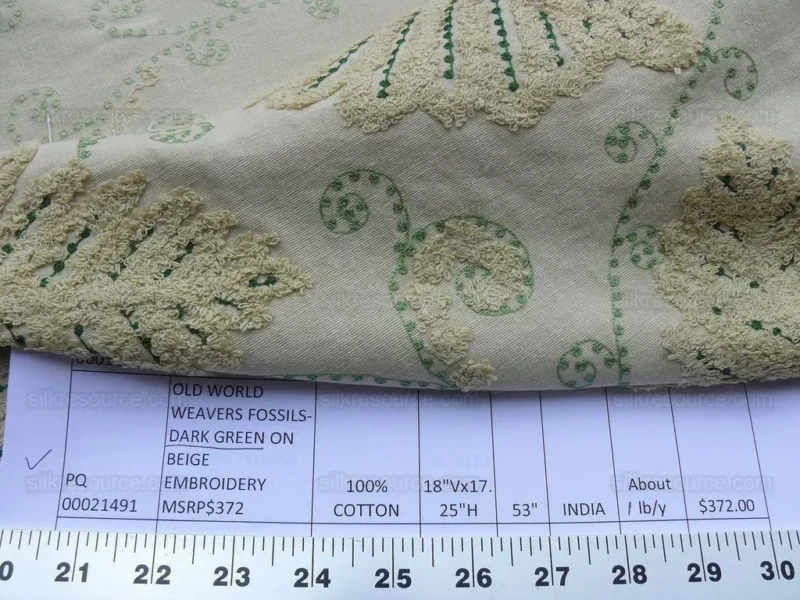 P1600864.jpg 15.75y Scalamandre Fossils-dark Green On Beige MSRP USD 372/Y
