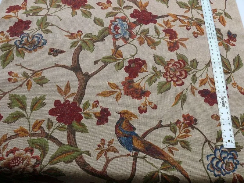 1.25y Scalamandre Faisan On Hessian-rust Chinoiserie MSRP USD 496/Y