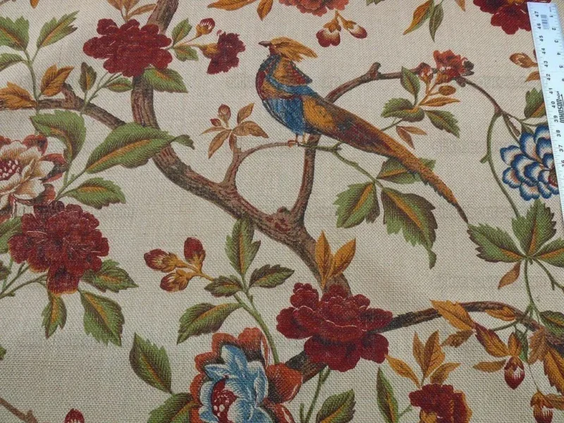 1.25y Scalamandre Faisan On Hessian-rust Chinoiserie MSRP USD 496/Y