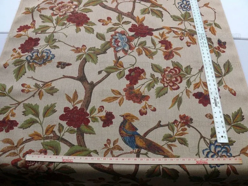 1.25y Scalamandre Faisan On Hessian-rust Chinoiserie MSRP USD 496/Y