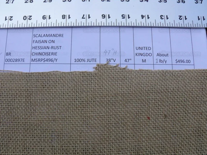 1.25y Scalamandre Faisan On Hessian-rust Chinoiserie MSRP USD 496/Y