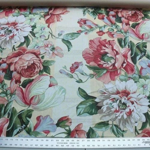 SCALAMANDRE MARISA LARGE PEONY TULIP DAFFORDIL FLOWER LINEN CREA SCALAMANDRE MARISA LARGE PEONY TULIP DAFFORDIL FLOWER LINEN CREA