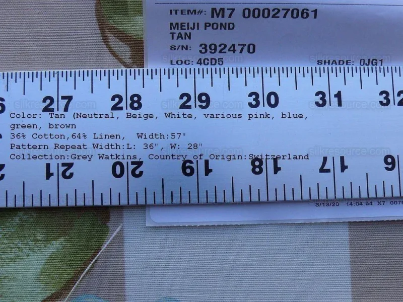 P1610146.jpg By yard Scalamandre Meiji Pond Tan Beige Lotus Water Lily Linen Print MSRP USD312/yard