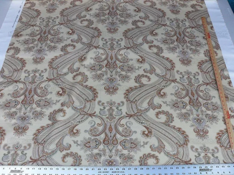 P1610163.jpg By Yard Scalamandre Hudson Neutral Beige Paisley Printed Cotton Sateen Belle Jardin Collection Fr France MSRP USD 216/y