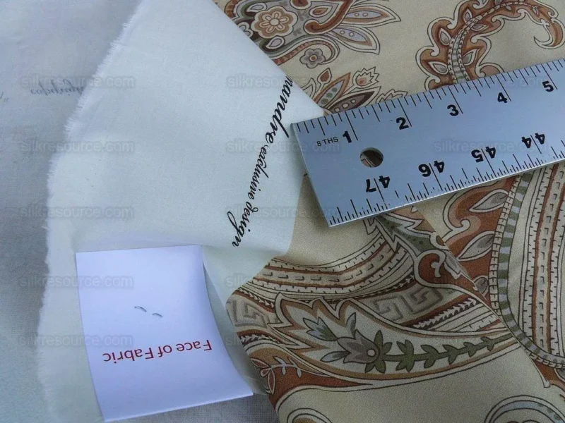 P1610165.jpg By Yard Scalamandre Hudson Neutral Beige Paisley Printed Cotton Sateen Belle Jardin Collection Fr France MSRP USD 216/y
