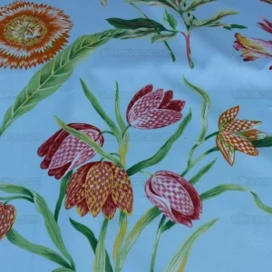 By Yd Edgartown Blue Scalamandre Tulip Peony Sunflower Print Cotton MSRP USD 132/y