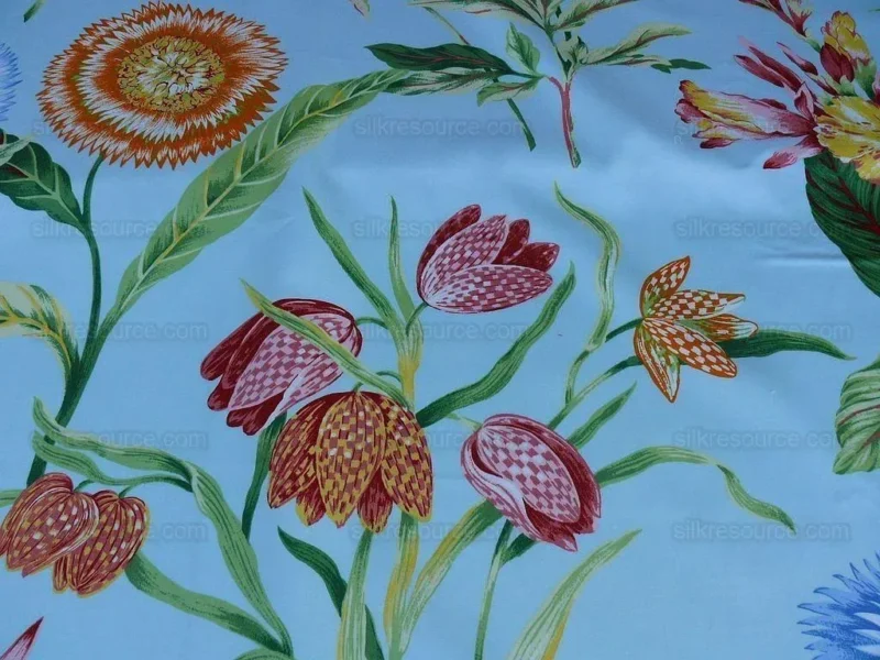 By Yd Edgartown Blue Scalamandre Tulip Peony Sunflower Print Cotton MSRP USD 132/y
