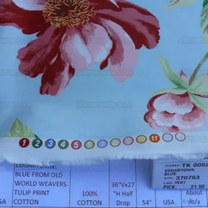 By Yd Edgartown Blue Scalamandre Tulip Peony Sunflower Print Cotton MSRP USD 132/y