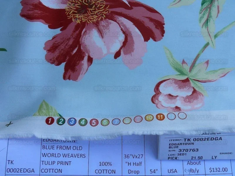 By Yd Edgartown Blue Scalamandre Tulip Peony Sunflower Print Cotton MSRP USD 132/y