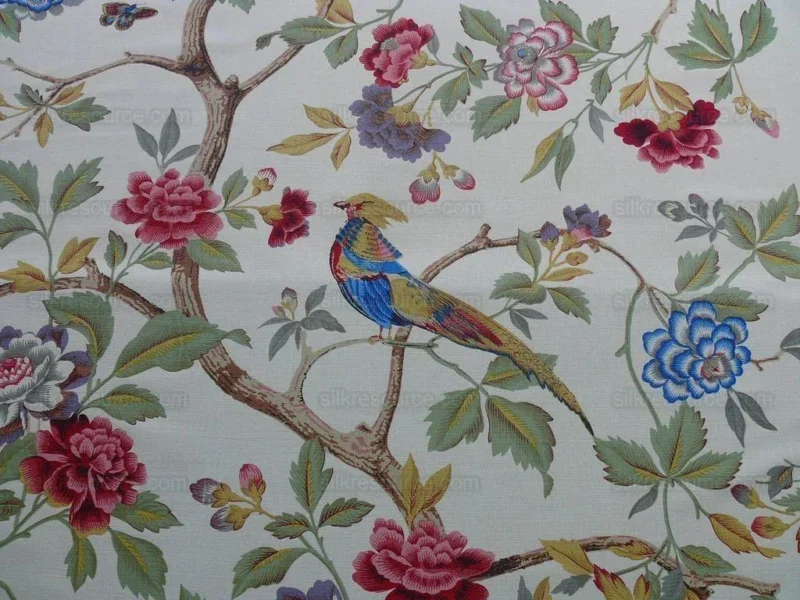 P1610202.jpg 6.9y Scalamandre Faisan-corn Linen Bird Chinoiserie MSRP USD 424/Y