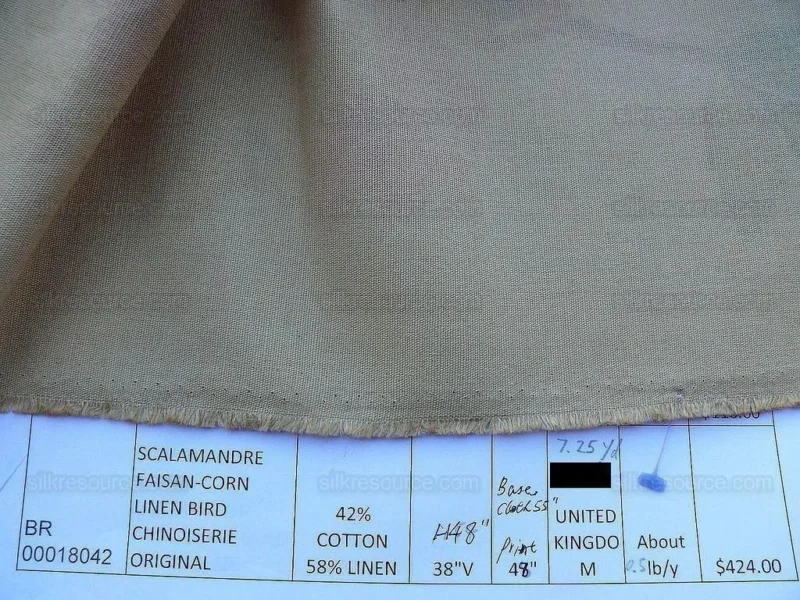 P1610204-7_25Y.jpg 6.9y Scalamandre Faisan-corn Linen Bird Chinoiserie MSRP USD 424/Y