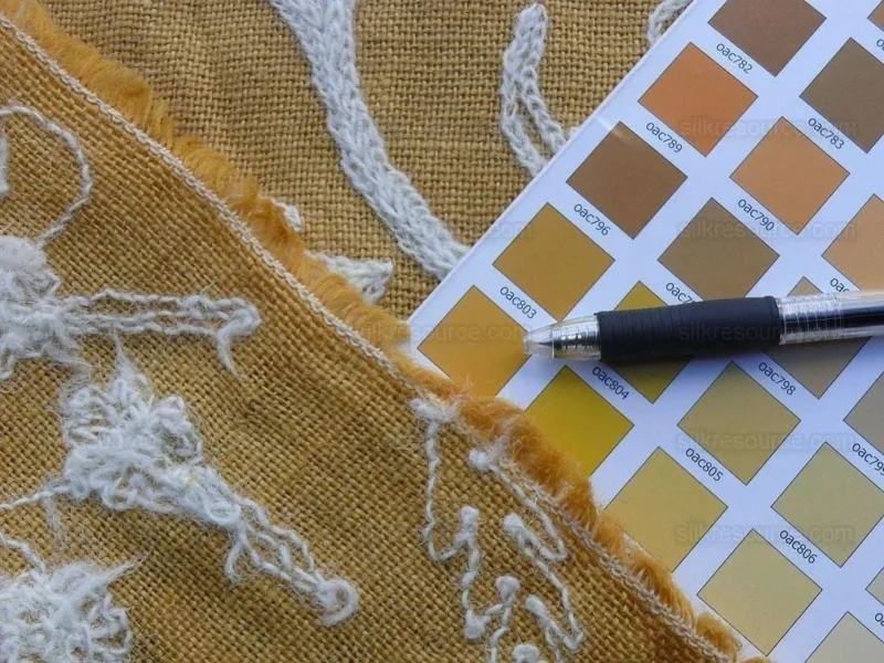 By Yd Old World Weavers Scalamandre Balik Gold Wool Crewel On Jute White on Golden Yellow Hand Made MSRP USD 304/Y