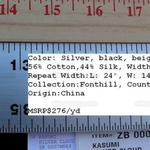 P1610263C-01.jpg By Yard Scalamandre Kasumi Silver Cloud Silk Lampas Kimono Daisy Flower Art Deco MSRP USD 276/Y