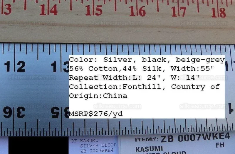 P1610263C-01.jpg By Yard Scalamandre Kasumi Silver Cloud Silk Lampas Kimono Daisy Flower Art Deco MSRP USD 276/Y