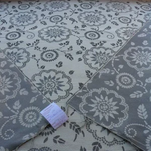 P1610264.jpg By Yard Scalamandre Kasumi Silver Cloud Silk Lampas Kimono Daisy Flower Art Deco MSRP USD 276/Y