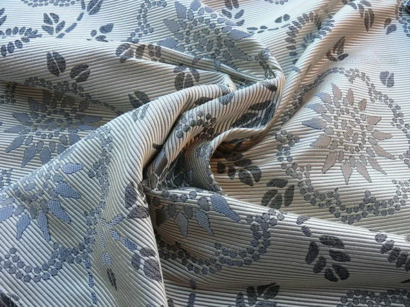 P1610266.jpg By Yard Scalamandre Kasumi Silver Cloud Silk Lampas Kimono Daisy Flower Art Deco MSRP USD 276/Y