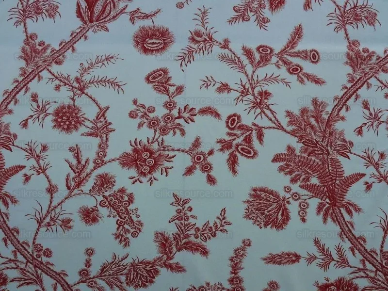 P1610327.jpg By Yd Scalamandre Grey Watkins Languedoc Autumn Red Cream White Botanic Fern and Thistle Southern France Toile Circa 1790 MSRP USD 364/y