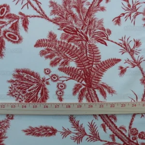 P1610329.jpg By Yd Scalamandre Grey Watkins Languedoc Autumn Red Cream White Botanic Fern and Thistle Southern France Toile Circa 1790 MSRP USD 364/y