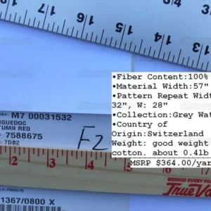 P1610331C.jpg By Yd Scalamandre Grey Watkins Languedoc Autumn Red Cream White Botanic Fern and Thistle Southern France Toile Circa 1790 MSRP USD 364/y